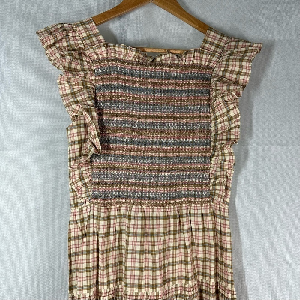DÔEN Midi Plaid Arbor Smocked Midi Dress Size XS - Picture 7 of 15